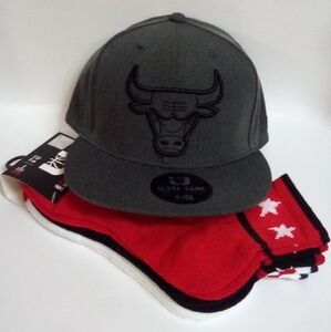 Chicago Bulls Cap and 3 Chicago Bulls pair of socks.